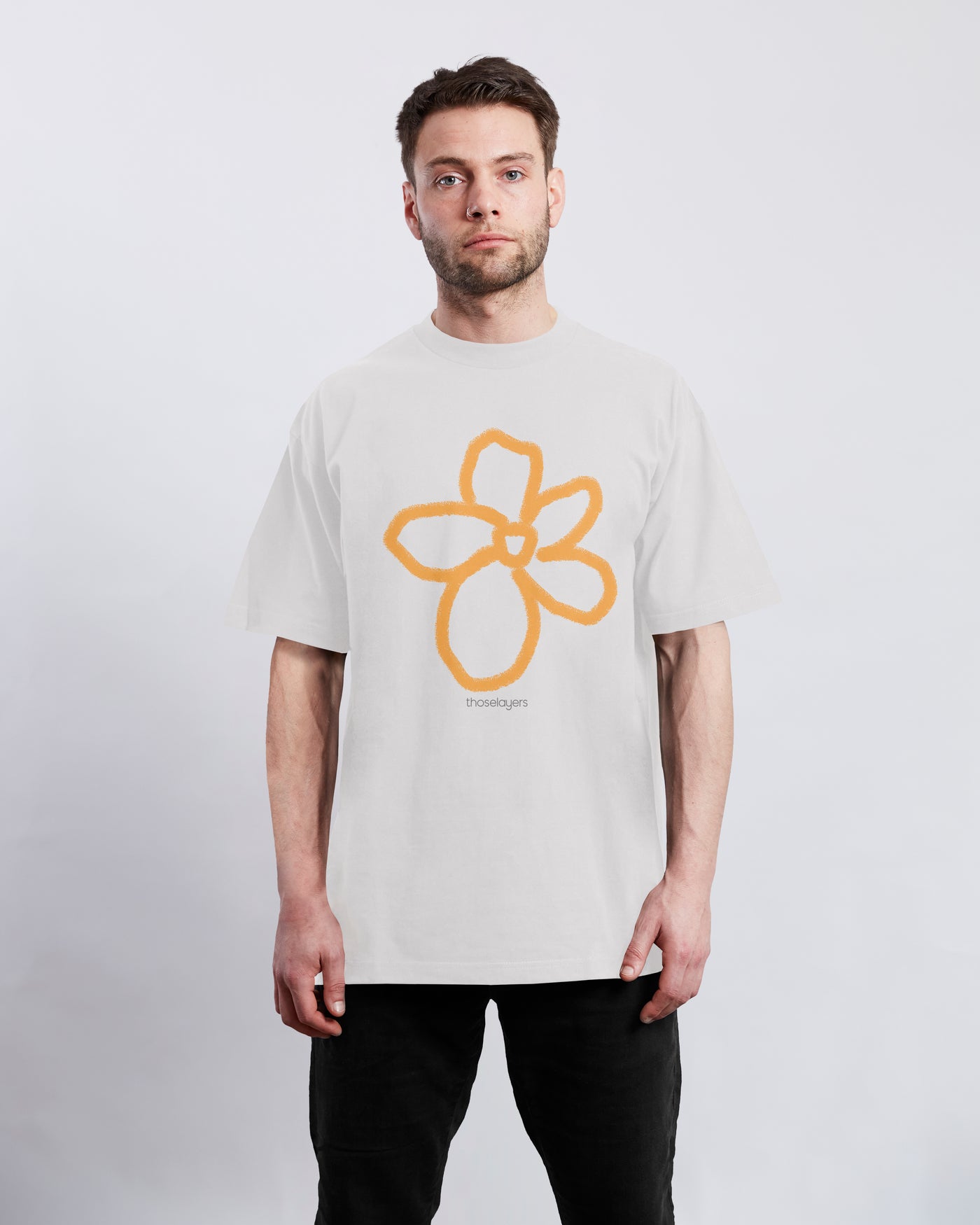 Orange Flower - White - Oversized