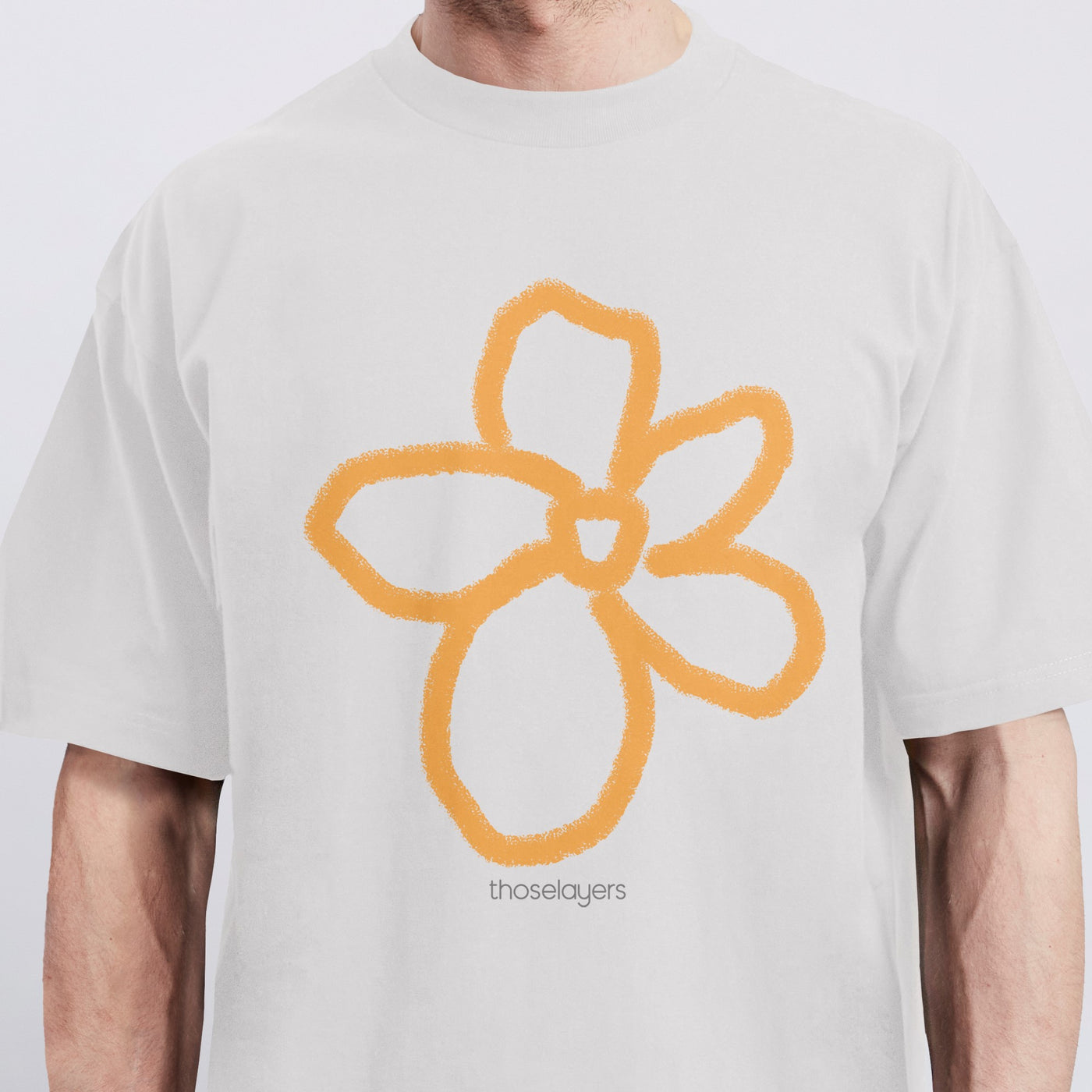 Orange Flower - White - Oversized