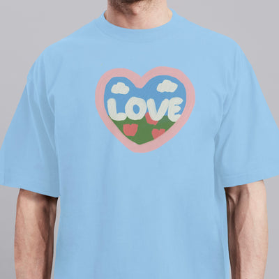 Hand Painted Heart - Blue - Oversized