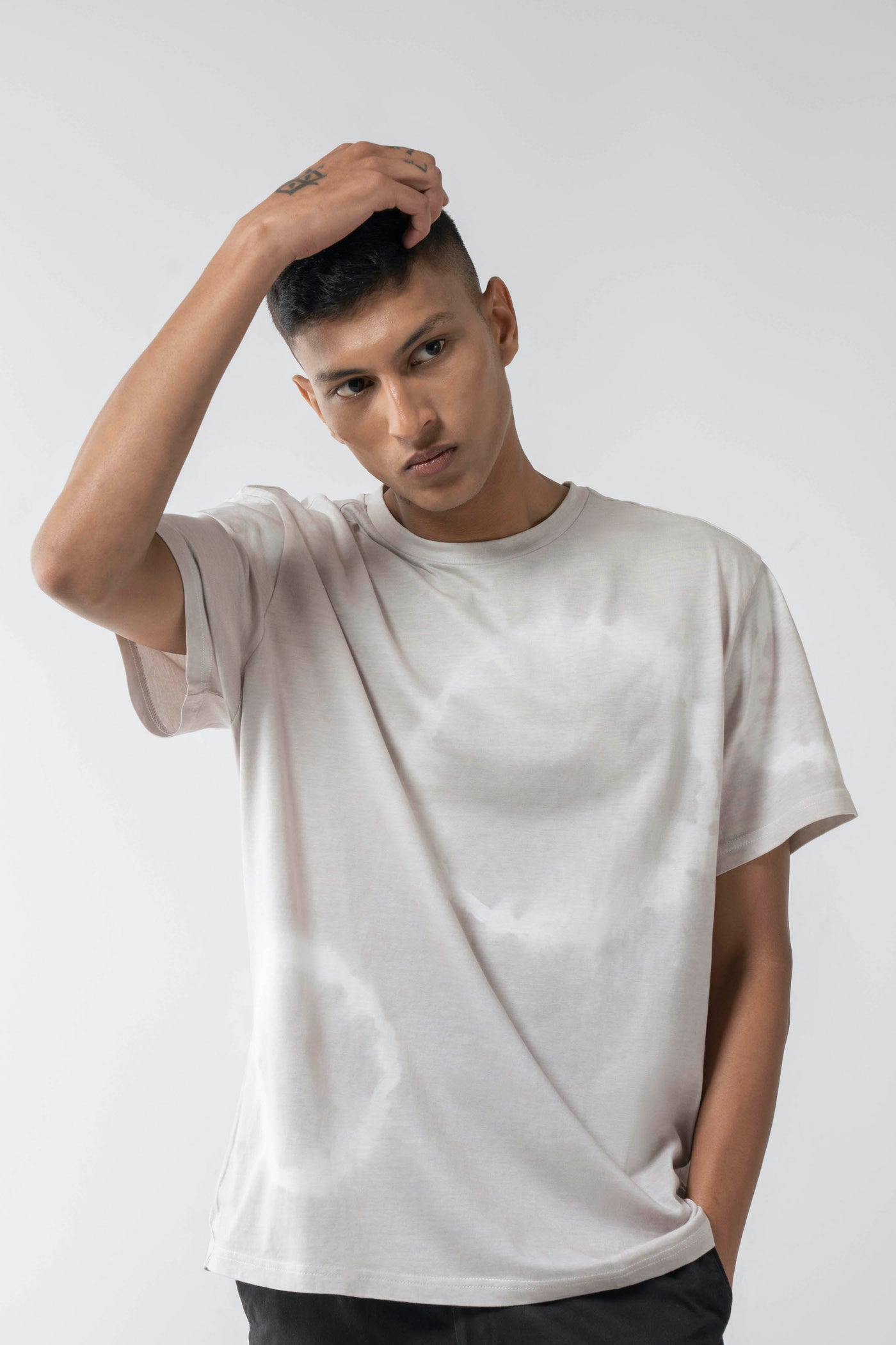 Grey Bandhej Crew Neck T-Shirt