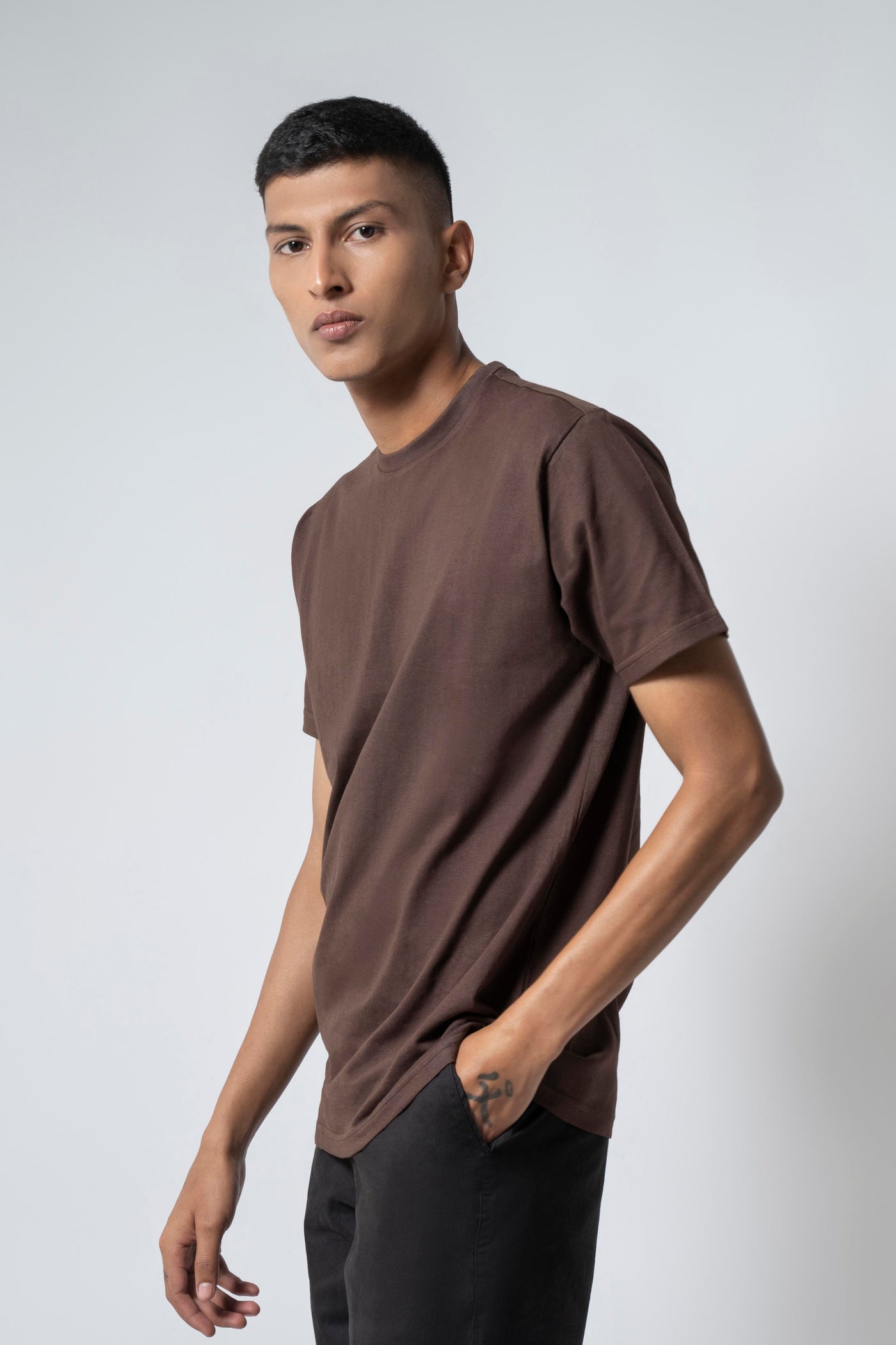 Cocoa Brown Crew Neck T-Shirt