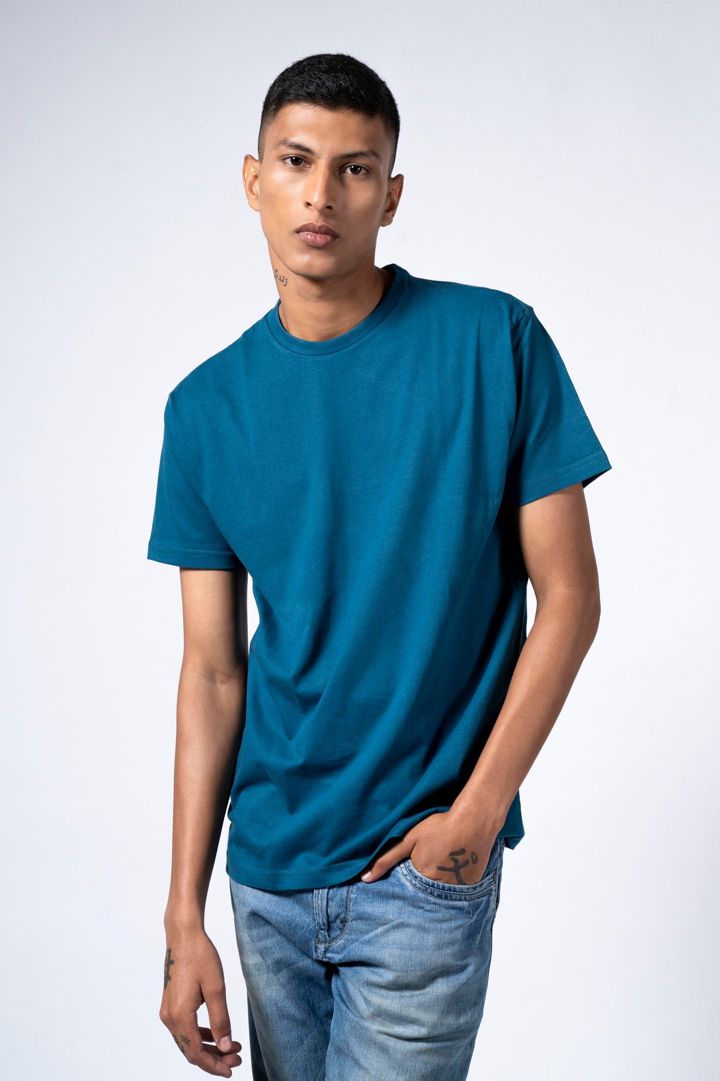 Blue Teal Crew Neck T-Shirt