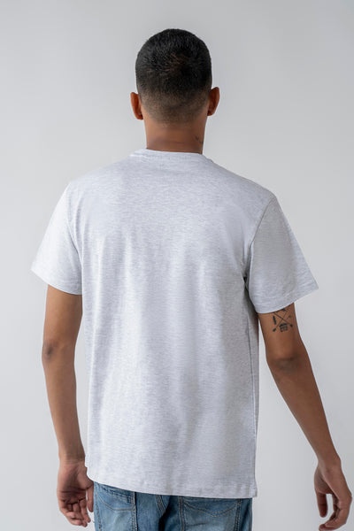 White Melange Crew Neck T-Shirt