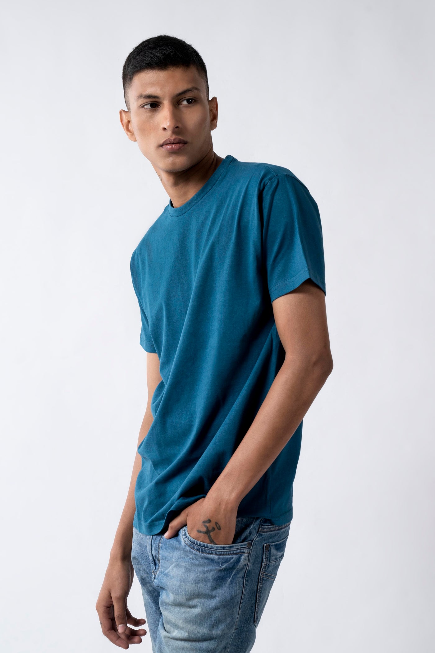 Blue Teal Crew Neck T-Shirt