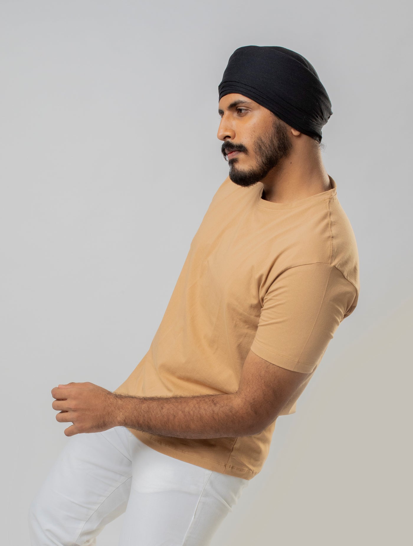 Beige Slim Fit Unisex Crew Neck T-Shirt