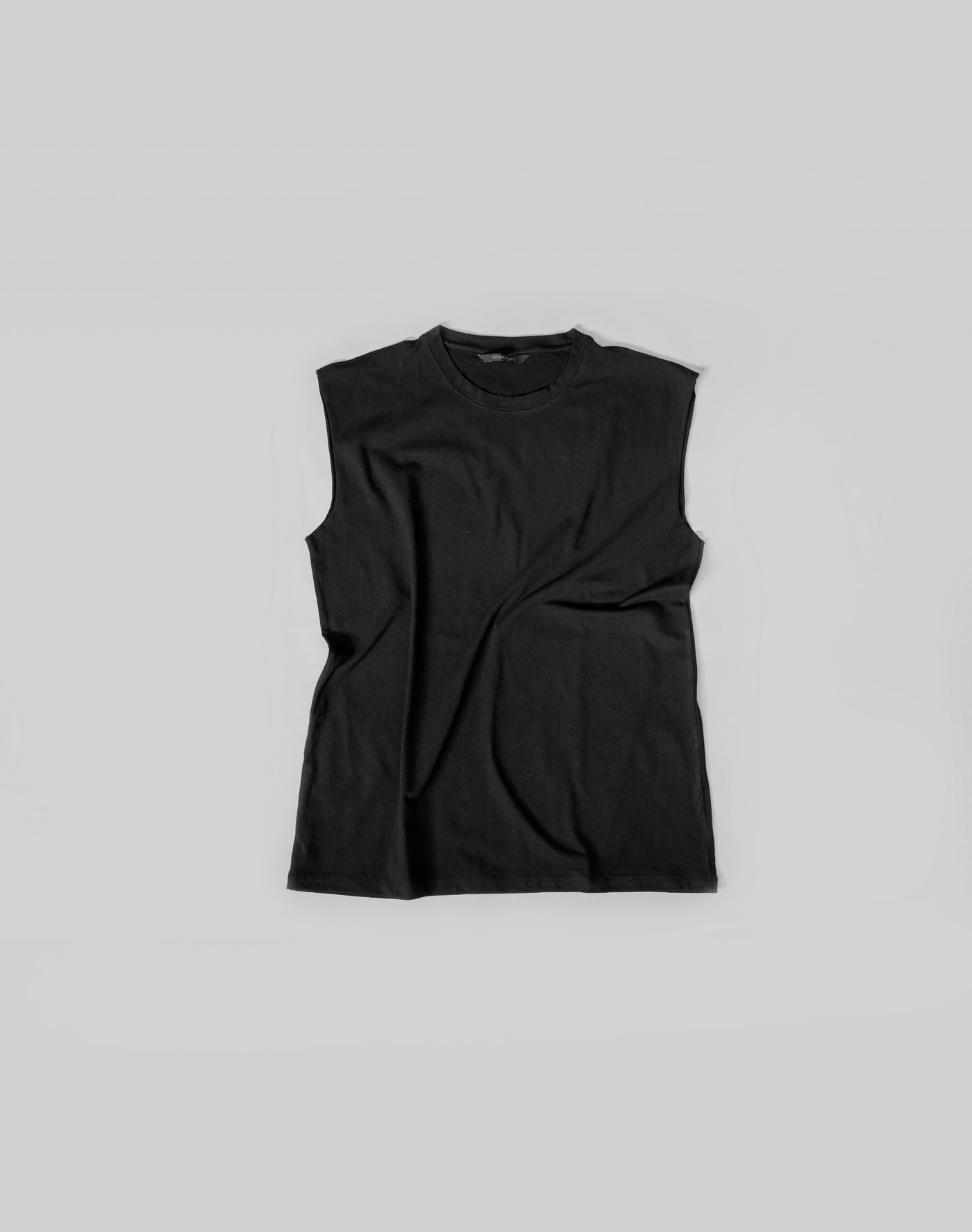 Black Sleeveless Slim Fit Unisex Crew Neck T-Shirt