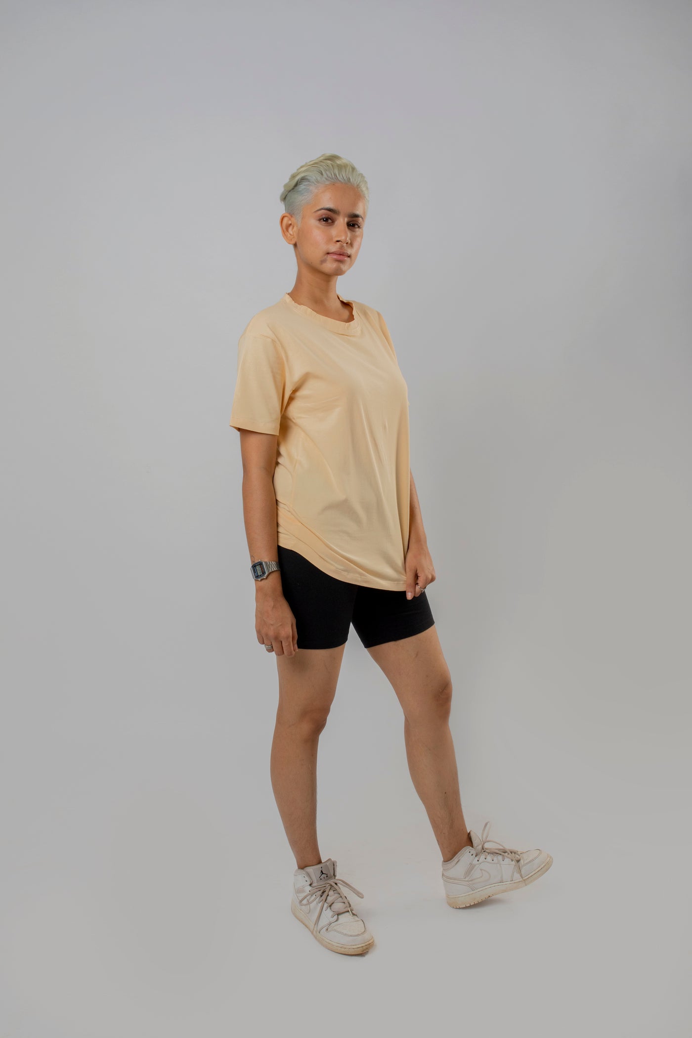 Cream Slim Fit Unisex Crew Neck T-Shirt