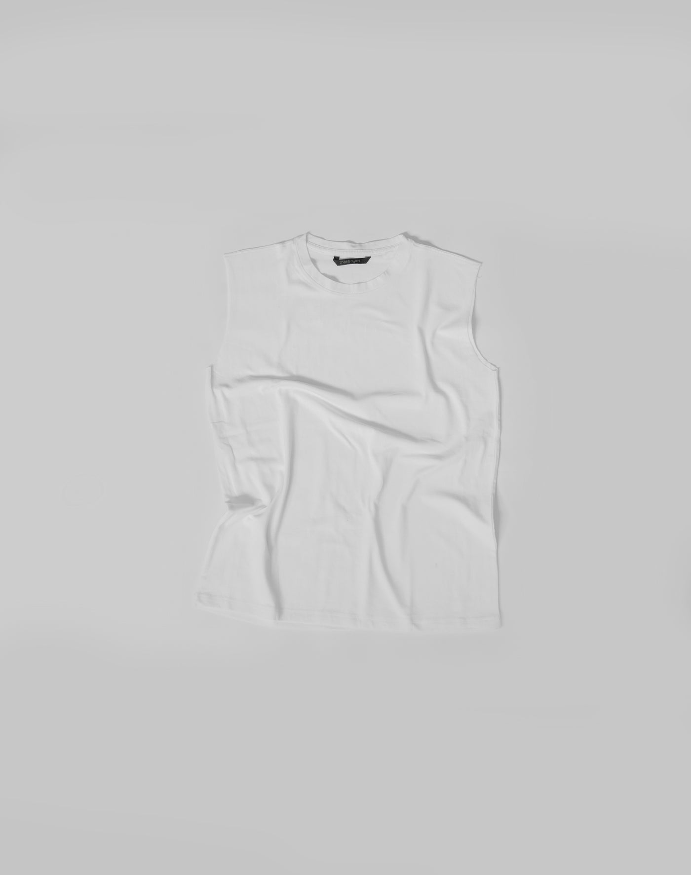 White Sleeveless Slim Fit Unisex Crew Neck T-Shirt